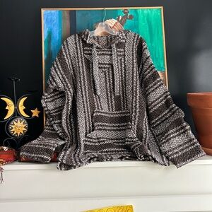 Oland 100% Reclaimed Fiber Woven Poncho Hoodie Large/ XL